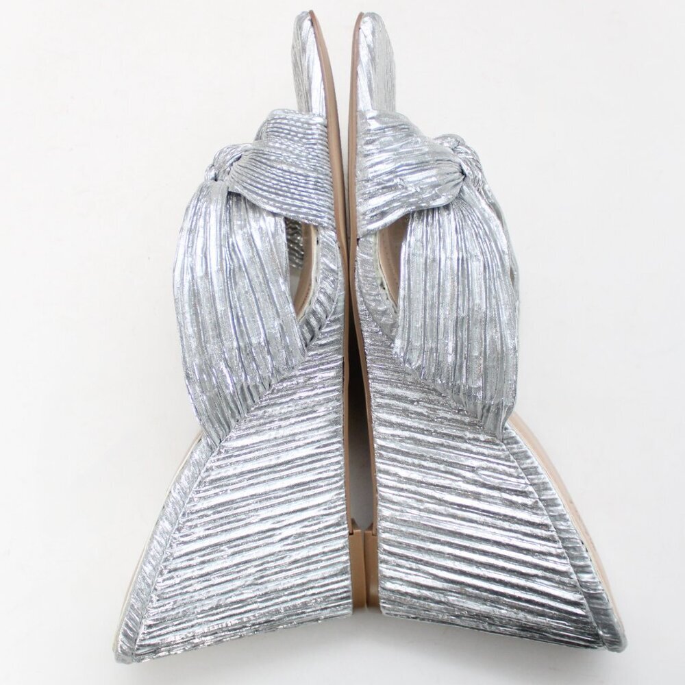 Jewel Badgley Mischka Women's Silver Metallic Hype Knot Wedge Heel Sandal Size 9 - Picture 5 of 9